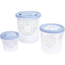 Conjunto Porta Mantimentos Decorado Com 5 Peças Plasútil Azul Foto mini  2