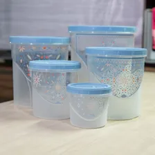 Conjunto Porta Mantimentos Decorado Com 5 Peças Plasútil Azul Foto mini 4