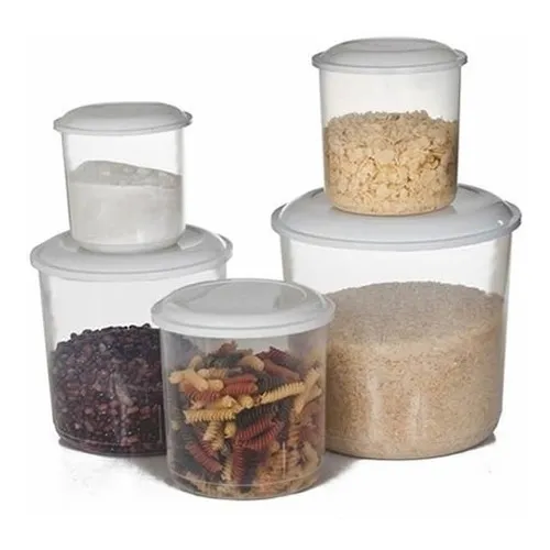 Conjunto Pote Mantimento Alimento 5 Peças Redondo Foto 1