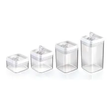 Conjunto Potes Com Tampa HermĂ©ticos Quadrado 4 Pçs AcrĂlico Foto mini 3