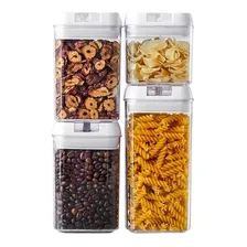 Conjunto Potes Com Tampa HermĂ©ticos Quadrado 4 Pçs AcrĂlico Foto mini 1