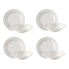 Conjunto Pratos Raso Fundo Cerâmica Perla Branco 8 Foto mini 1