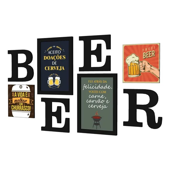 Conjunto Quadros E Letras Beer 1,00mx60cm - Mosarte Quadros Foto 1