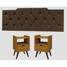 Conjunto Quarto Cabeceira 1.60cm Queen E 2 Mesas Cabeceira Foto mini  2
