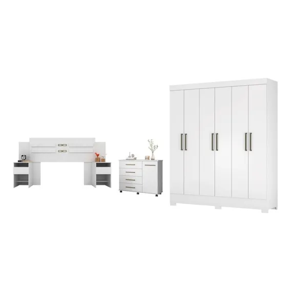 Conjunto Quarto De Casal Completo Virgina Branco Foto 1