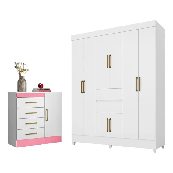Conjunto Quarto Guarda Roupa E Comoda Terni Branco Foto 1