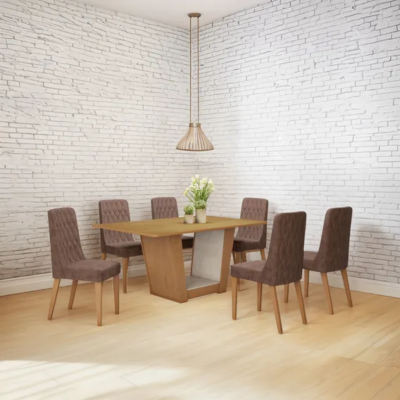 Conjunto Sala De Jantar 170cm Com 6 Cadeiras Foto 1