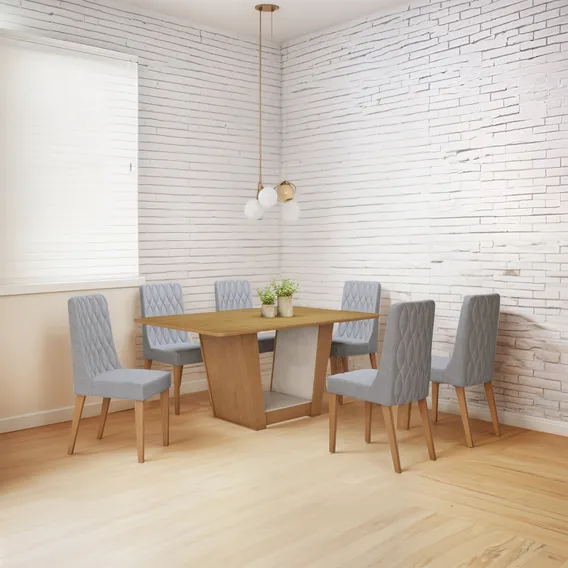 Conjunto Sala De Jantar 170cm Com 6 Cadeiras Foto 1