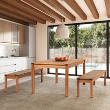 Conjunto sala de jantar Casa e Jardim M贸veis Casa e Jardim M贸veis com 2 cadeiras desenho liso mesa de - Jatob谩/Rami Foto mini 1