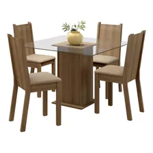 Conjunto Sala De Jantar Magda Madesa Mesa Com 4 Cadeiras Cor Rustic/Pérola 044765ZXTPER Foto mini 1