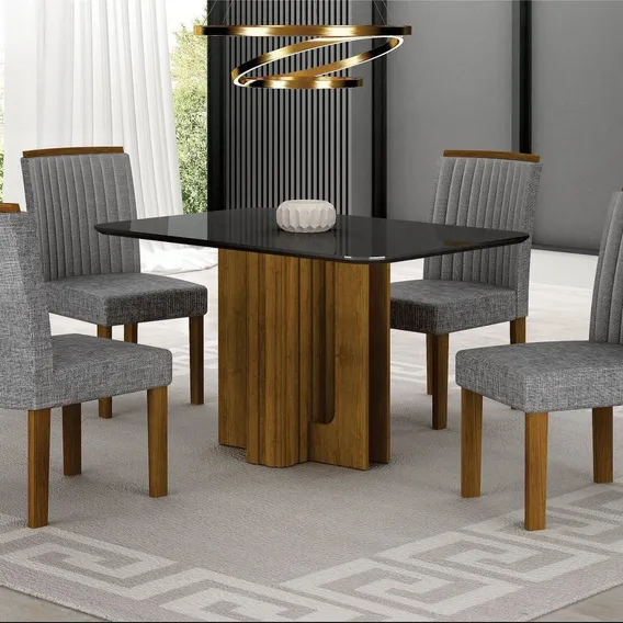 Conjunto Sala De Jantar Mesa Sofia 4 Cadeiras Jade Foto 1