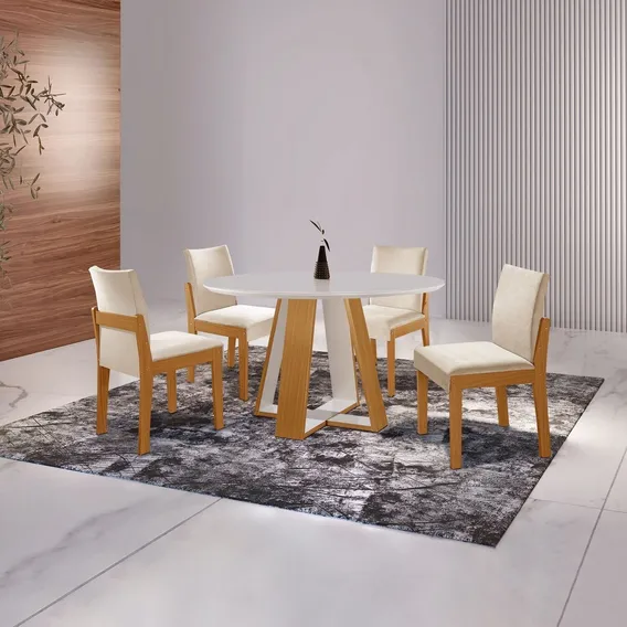 Conjunto Sala Jantar 4 Cadeiras Mônaco Ij Foto 1
