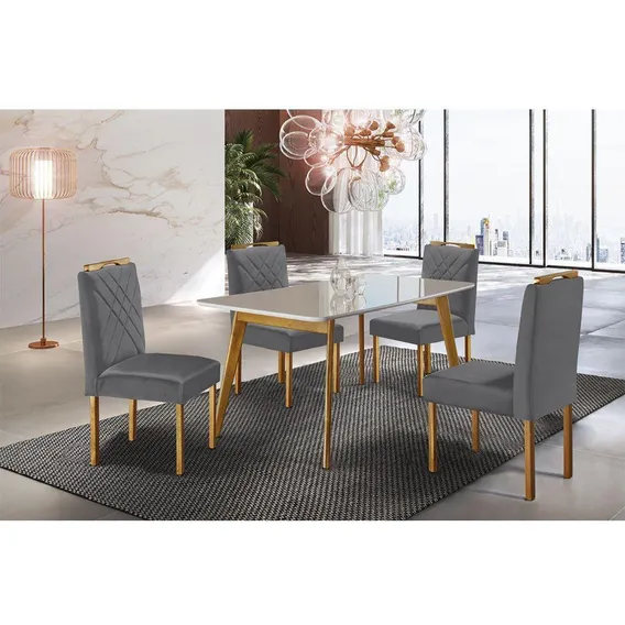 Conjunto Sala Jantar 4 Lugares Slim M贸veis Mundial Foto 1
