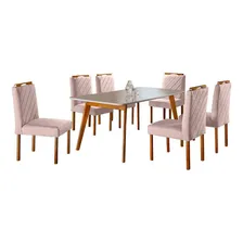 Conjunto Sala Jantar 6 Lugares Mesa Slim 6 Cadeiras Nude Foto mini 4