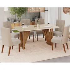 Conjunto Sala Jantar Adriana 180cm Canto Arredondado Bfwt Foto mini 1