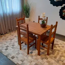 Conjunto Sala Jantar Mesa 4 Cadeiras Madeira Marin Brasil Foto mini 3
