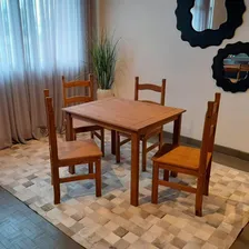 Conjunto Sala Jantar Mesa 4 Cadeiras Madeira Marin Brasil Foto mini 4