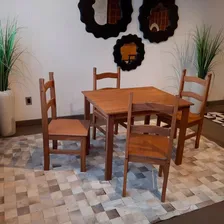 Conjunto Sala Jantar Mesa 4 Cadeiras Madeira Marin Brasil Foto mini 2