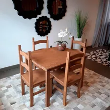 Conjunto Sala Jantar Mesa 4 Cadeiras Madeira Marin Brasil Foto mini 1