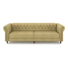 Conjunto Sofá 240 E 1 Poltrona Chesterfield Couro Bege Foto mini  3