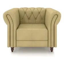 Conjunto Sofá 240 E 1 Poltrona Chesterfield Couro Bege Foto mini 4