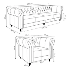 Conjunto Sofá 260cm 2 Poltronas Chesterfield Couro Terracota Foto mini 4
