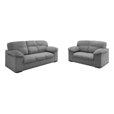 Conjunto Sofá 3 E 2 Lugares Suede Istambul Flash Cor Cinza Foto mini  2