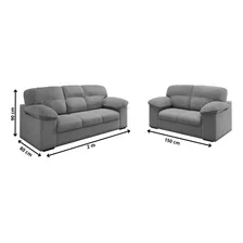 Conjunto Sofá 3 E 2 Lugares Suede Istambul Flash Cor Cinza Foto mini  3