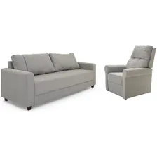 Conjunto Sofá 3 Lugares E Poltrona Herval Clean, Cinza Foto  mini 1