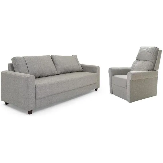 Conjunto Sofá 3 Lugares E Poltrona Herval Clean, Cinza Foto 1