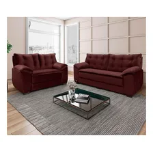 Conjunto Sofá Dubai 147cm Veludo 222 Bordô - Lucca Foto mini 2