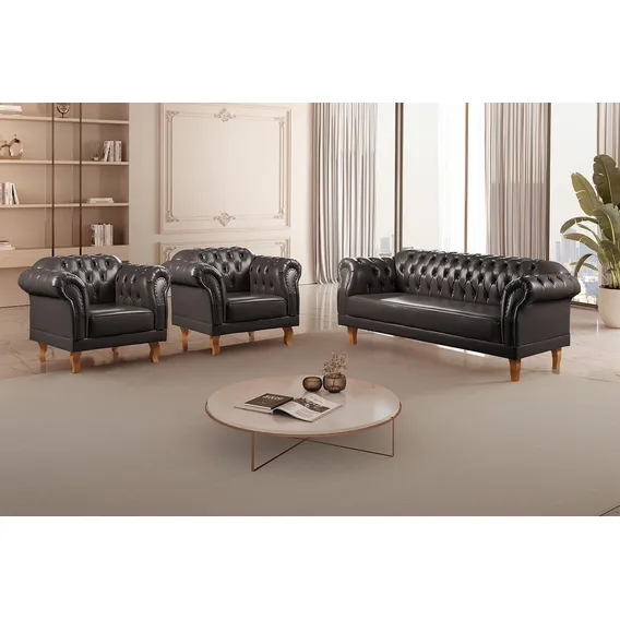 Conjunto Sofá E Poltronas Chesterfield Duque Foto 1