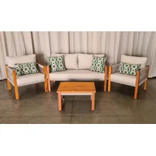 Conjunto Sofá + Poltrona + Mesa De Centro Área Externa Cor Azul e Branco Foto mini 2