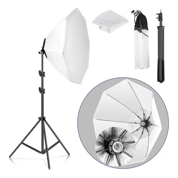 Conjunto Soft-box 70cm Especial P/ Lâmpada + Tripé Greika Na Foto 1