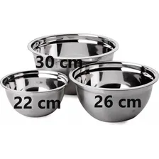 Conjunto Tigela 3 Peça Mixing Bowl Inox 22 26 30cm - Kehome Foto mini 4