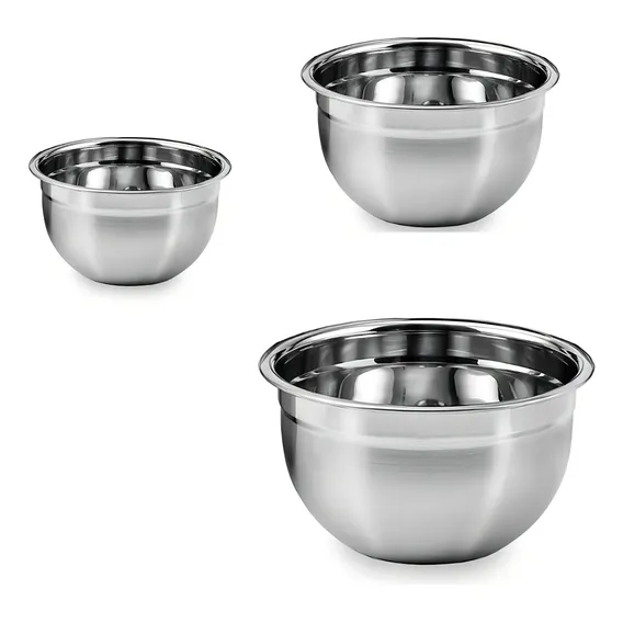 Conjunto Tigela 3 Peça Mixing Bowl Inox 26 28 30cm Kehome Foto 1