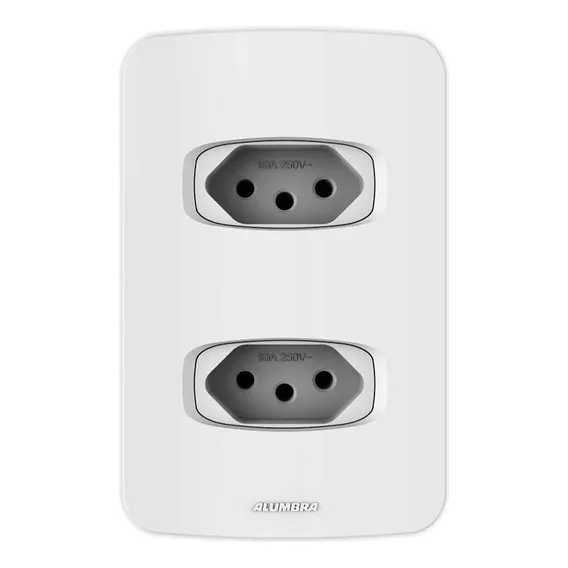Conjunto Tomada Dupla 10a 4x2 Branca Gracia 85335 Alumbra Cor Branco Foto 1