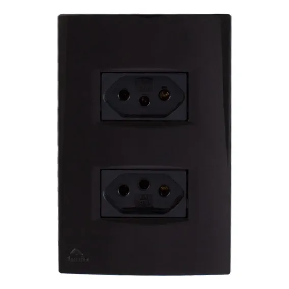 Conjunto Tomada Dupla 10a Lisse Black Foto 1