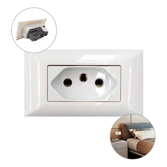 Conjunto Tomada P/ Madeira/m贸veis Aria Branca 20a Tramontina Cor Branco Foto 1