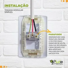 Conjunto Tomada Tripla 10a 250v 4x2 3 Pinos Pluzie Modular Cor Branco Foto mini  3