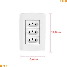 Conjunto Tomada Tripla 10a 250v 4x2 3 Pinos Pluzie Modular Cor Branco Foto mini 4