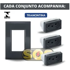 Conjunto Tomada Tripla 10a Liz Grafite Tramontina Cor Preto Foto mini 4