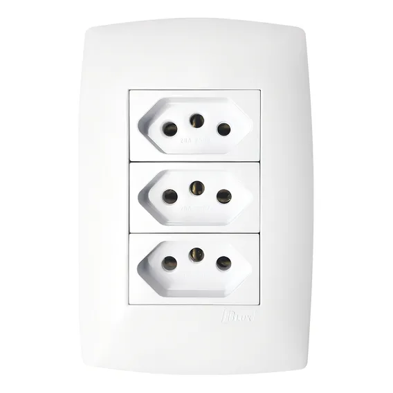 Conjunto Tomada Tripla 20a Branco 4x2 - Blux Linha Home Foto 1