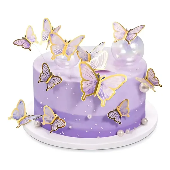 Conjunto Topo Bolo De Borboletas Decoração De Bolo De Festa Foto 1