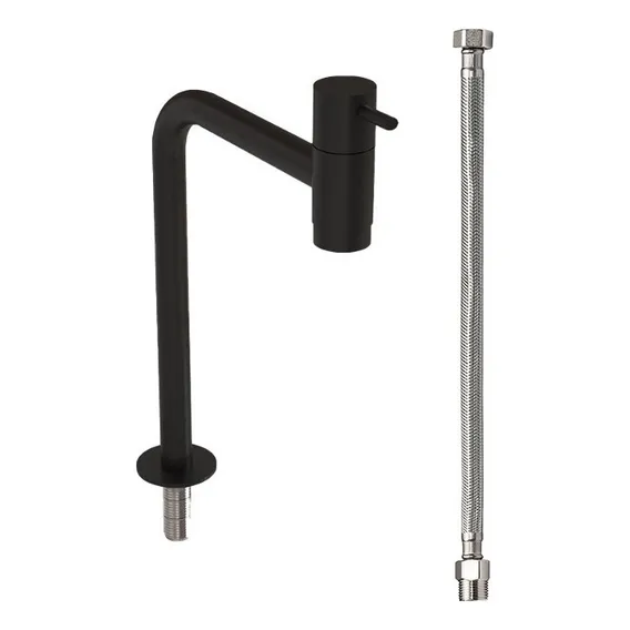 Conjunto Torneira Em Inox Black Bica Média Engate Em Inox Foto 1