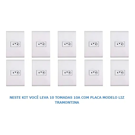Conjunto Tramontina Liz Placa 4x2 + Tomada 2p+t 10a Kit 10 Cor Branco Foto 1