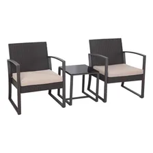 Conjunto Varanda E Jardim 3 Peças Aço Vime Rattan - Square Foto mini 1