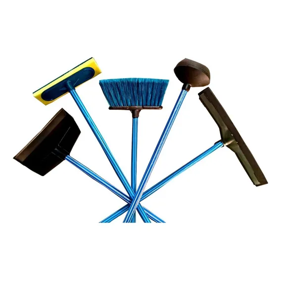 Conjunto Vassoura Rodo Pá Desentupidor Lava Limpa Azulejo Foto 1