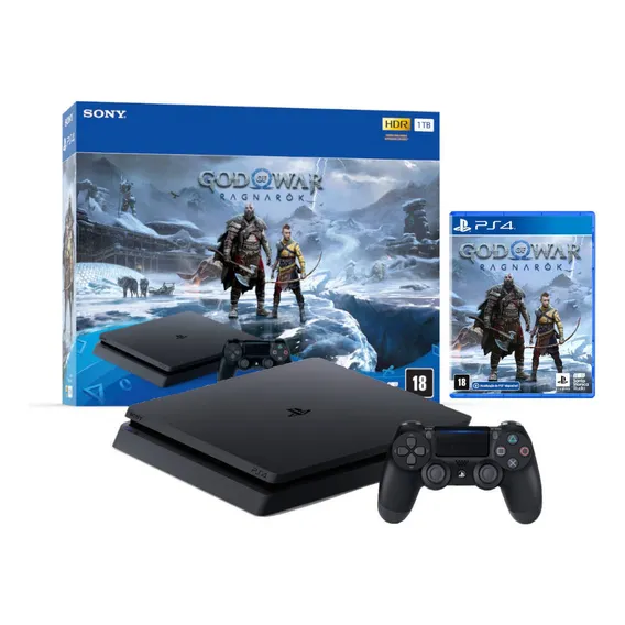 Console Sony Ps4 Slim 1tb + Jogo God Of War Ragnarok Cor Preto Foto 1