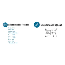 Contator Bipolar 40a 2na 2 Polos 110V 127V Din 35mm Contator Modular Exatron LECT4051 Trilho DIN35 Foto mini  3